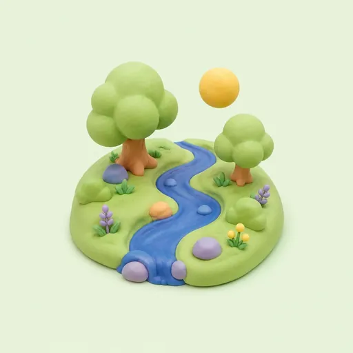 Illustrated green place with a winding path